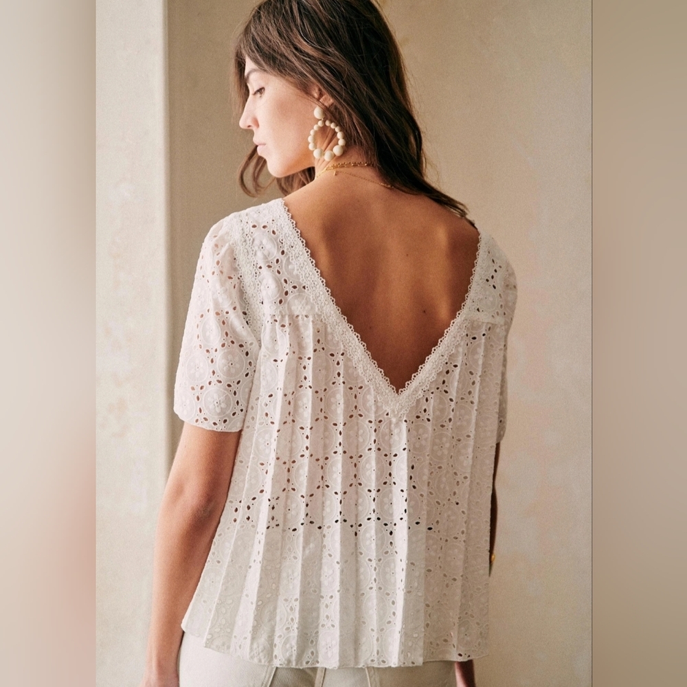 NWT Sezane Patty Blouse Size 34 Ecru